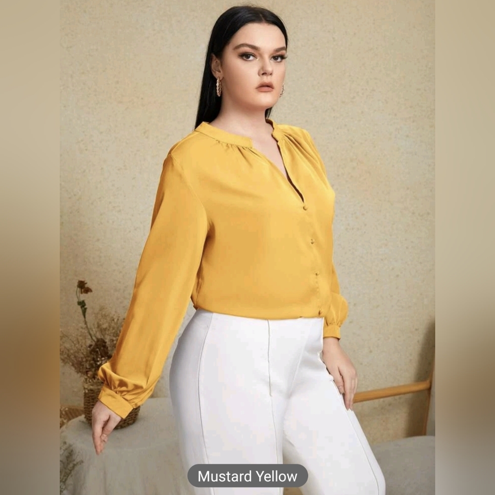 Top blouse yellow mustard